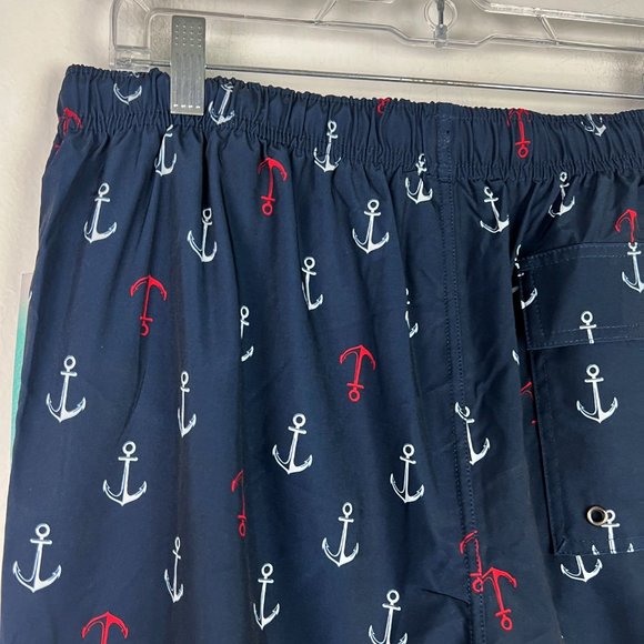 NWT Rainforest Ship Ahoy Swim Trunks Boardshorts Navy USA Size Medium M $69 NEW - Picture 12 of 16